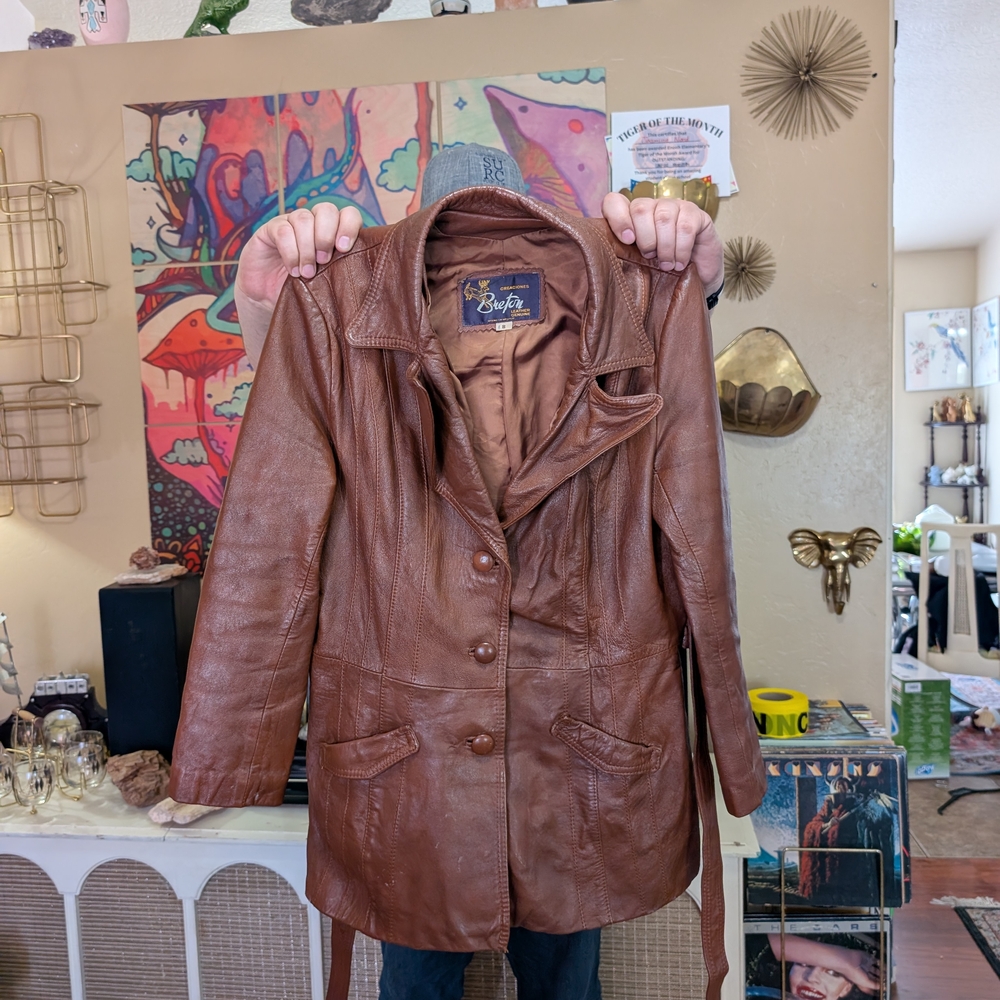 Buffalo David Bitton Brown Leather Hooded Jacket